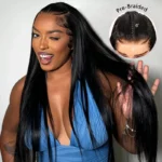 Glueless Pre Braided Wig Silky Straight Hair 9×6 Pre Everything Flexi-Fit Cap With Knots Bleached - Image 13