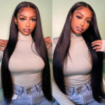 Pre Bleached Knots | Straight Human Hair 13×6 HD Lace Front Wig Pre Plucked Hairline - Image 8