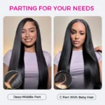 Real HD Lace | Straight Hair 8×6 13×6 Glueless Drawstring Human Hair Wig C Side Part / Middle Part Pre Plucked & Bleached - Image 6