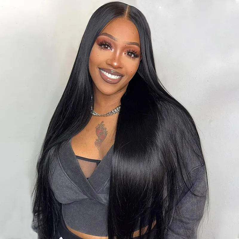 Real HD Lace | Straight Hair 8×6 13×6 Glueless Drawstring Human Hair Wig C Side Part / Middle Part Pre Plucked & Bleached Real HD Lace | Straight Hair 8×6 13×6 Glueless Drawstring Human Hair Wig C Side Part / Middle Part Pre Plucked & Bleached - Image 1