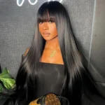 Straight Hair Wig with Bangs 6×5 Lace Wear Go Glueless Closure Wig 100% Human Hair