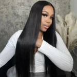 Straight Hair 6×5 13×4 Lace Human Hair Glueless Frontal Wig Pre Plucked & Bleached - Image 2