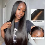 Straight Hair 6×5 13×4 Lace Human Hair Glueless Frontal Wig Pre Plucked & Bleached - Image 7
