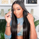 Straight Hair 6×5 13×4 Lace Human Hair Glueless Frontal Wig Pre Plucked & Bleached - Image 8