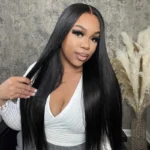 Straight Hair 6×5 13×4 Lace Human Hair Glueless Frontal Wig Pre Plucked & Bleached