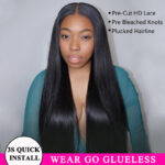 Straight Human Hair Wear Go Glueless 6×5 Lace Closure Wig Pre-Cut Lace Plucked Hairline - Image 3