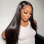 Pre Bleached Knots | Straight Human Hair 13×6 HD Lace Front Wig Pre Plucked Hairline - Image 3