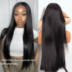 Flash Deal Straight Human Hair Glueless Wig 6×5 13×6 HD Lace Pre Plucked & Bleached Drawstring Wig - Image 4