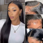 Pre Bleached Knots | Straight Human Hair 13×6 HD Lace Front Wig Pre Plucked Hairline - Image 10