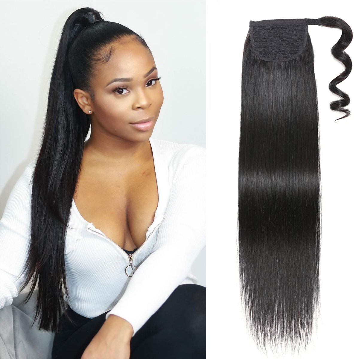 Human Hair Ponytail Extensions Wrap Around Clip in Hair Human Hair Ponytail Extensions Wrap Around Clip in Hair - Image 1