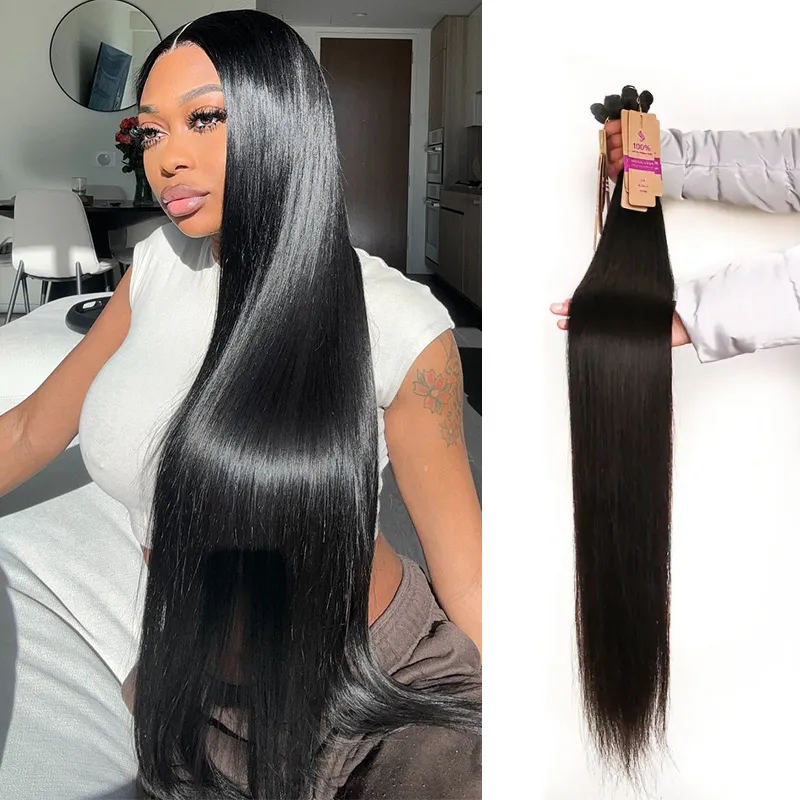 Straight Brazilian Virgin Hair 3/4 Bundles Long inches Human Hair 30 Inch 32 Inch 34 Inch 36 Inch 38 Inch 40 Inch Wholesale Price Straight Brazilian Virgin Hair 3/4 Bundles Long inches Human Hair 30 Inch 32 Inch 34 Inch 36 Inch 38 Inch 40 Inch Wholesale Price - Image 1