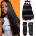 Tinashe Hair Brazilian Straight Human Hair 3 Bundles With 5×5 Lace Closure Mink Brazilian Virgin Hair Straight With Closure