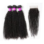 Tinashe Hair Brazilian Kinky Curly Virgin Hair 3 Bundles with 5×5 Lace Closure