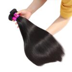 HD Lace Frontal Closure With Brazilian Straight Human Hair Hair Bundles - Image 3