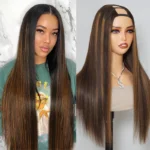 Highlight Color U Part Human Hair Wig Straight/Body Wave No Glue Protective Style - Image 14