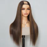 Highlight Color U Part Human Hair Wig Straight/Body Wave No Glue Protective Style - Image 4