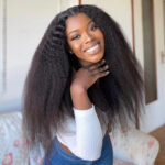 Kinky Straight Drawstring V Part Human Hair Wig Opening Size Seamless Blend 200% Density - Image 7