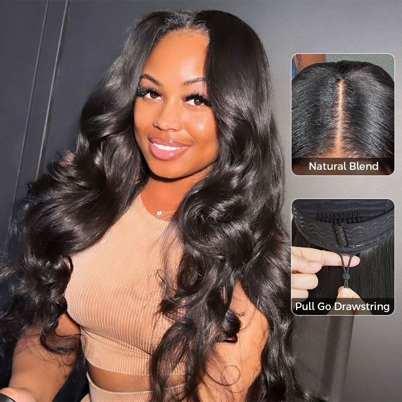 Body Wave U/V Part Human Hair Wig Pull & Go Beginner Friendly Half Wig For Black Women 200% Density Body Wave U/V Part Human Hair Wig Pull & Go Beginner Friendly Half Wig For Black Women 200% Density - Image 1