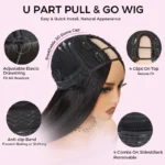 Balayage Highlight U Part Human Hair Wig Straight/Body Wave No Glue Protective Style Black with Blonde Highlight - Image 13