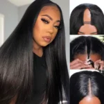 U Part Wig Human Hair Wigs Brazilian Straight Pull & Go Beginner Friendly No Glue Wig - Image 3