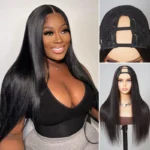 U Part Wig Human Hair Wigs Brazilian Straight Pull & Go Beginner Friendly No Glue Wig