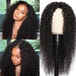 Curly U/V Part Human Hair Wig No Glue Pull & Go Drawstring Affordable Wigs For Women