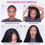 Kinky Straight Drawstring V Part Human Hair Wig Opening Size Seamless Blend 200% Density - Image 14