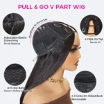 Kinky Straight Drawstring V Part Human Hair Wig Opening Size Seamless Blend 200% Density - Image 8