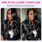 Yaki Loose Body Wave V Part Wig Pre Styled Layer Cut Human Hair Wig 180% Density - Image 4