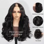 Yaki Loose Body Wave V Part Wig Pre Styled Layer Cut Human Hair Wig 180% Density - Image 6