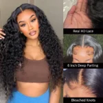 13×6 Full Frontal HD Lace Water Wave Drawstring Glueless Human Hair Wig Pre Everything - Image 4