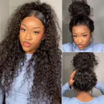 Drawstring Water Wave 360 Lace Frontal Wigs Invisi-Strap Wet and Wavy Human Hair Plucked & Bleached - Image 10