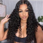 Water Wave Wear Go Glueless 6×5 Pre Cut Lace Closure Wig Wet and Wavy Human Hair Bleached Knots