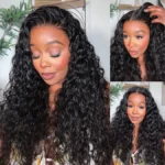 13×6 Full Frontal HD Lace Water Wave Drawstring Glueless Human Hair Wig Pre Everything