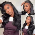 Yaki Body Wave Half Wig Pre Style Layered 100% Human Hair Pull Go with Adjustable Drawstring - Image 4