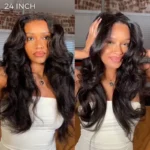 Yaki Body Wave Half Wig Pre Style Layered 100% Human Hair Pull Go with Adjustable Drawstring - Image 16