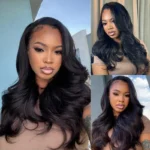 Yaki Body Wave Half Wig Pre Style Layered 100% Human Hair Pull Go with Adjustable Drawstring