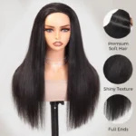 Yaki Straight 3 IN 1 Half Wig Glueless Install 100% Human Hair Drawstring Flip Over Wig - Image 6