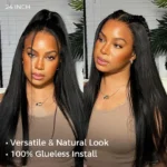Yaki Straight 13×4 HD Lace Frontal Wig 6×5 Closure Glueless Human Hair Pre Bleached & Plucked - Image 7
