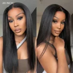 Yaki Straight 13×4 HD Lace Frontal Wig 6×5 Closure Glueless Human Hair Pre Bleached & Plucked - Image 9