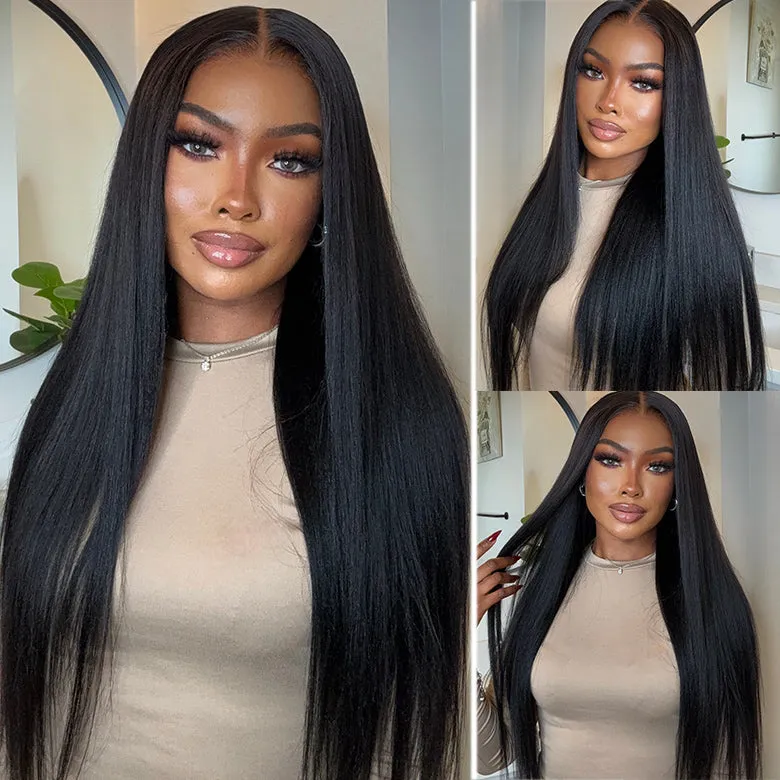 Yaki Straight 13×4 HD Lace Frontal Wig 6×5 Closure Glueless Human Hair Pre Bleached & Plucked Yaki Straight 13×4 HD Lace Frontal Wig 6×5 Closure Glueless Human Hair Pre Bleached & Plucked - Image 1