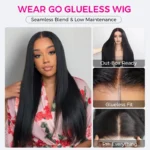 Yaki Straight 13×4 HD Lace Frontal Wig 6×5 Closure Glueless Human Hair Pre Bleached & Plucked - Image 3