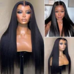 Yaki Straight 13×4 HD Lace Frontal Wig 6×5 Closure Glueless Human Hair Pre Bleached & Plucked - Image 2