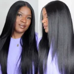 Yaki Straight U/V Part Human Hair Wig Pull & Go Beginner Friendly Natural Look 200% Density - Image 2