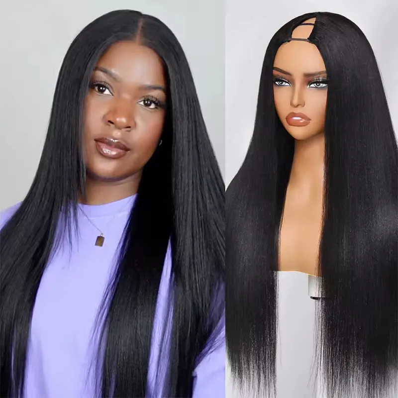 Yaki Straight U/V Part Human Hair Wig Pull & Go Beginner Friendly Natural Look 200% Density Yaki Straight U/V Part Human Hair Wig Pull & Go Beginner Friendly Natural Look 200% Density - Image 1