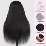 Yaki Straight 3 IN 1 Half Wig Glueless Install 100% Human Hair Drawstring Flip Over Wig - Image 8